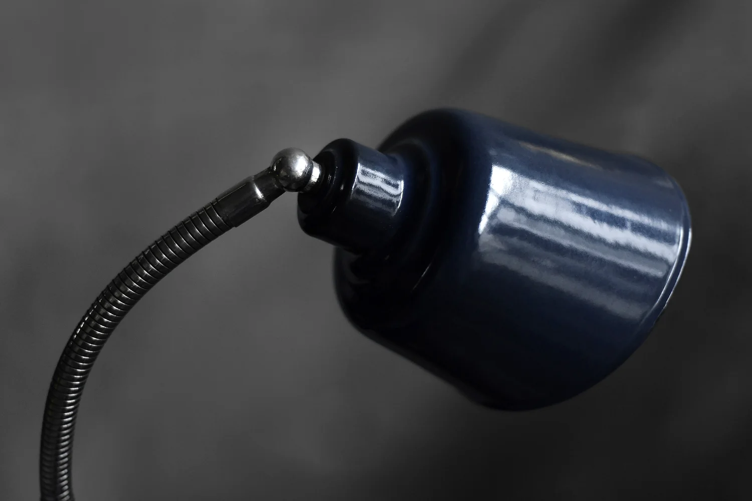 Industrial desk lamp with enamel shade, Poland, 1950s