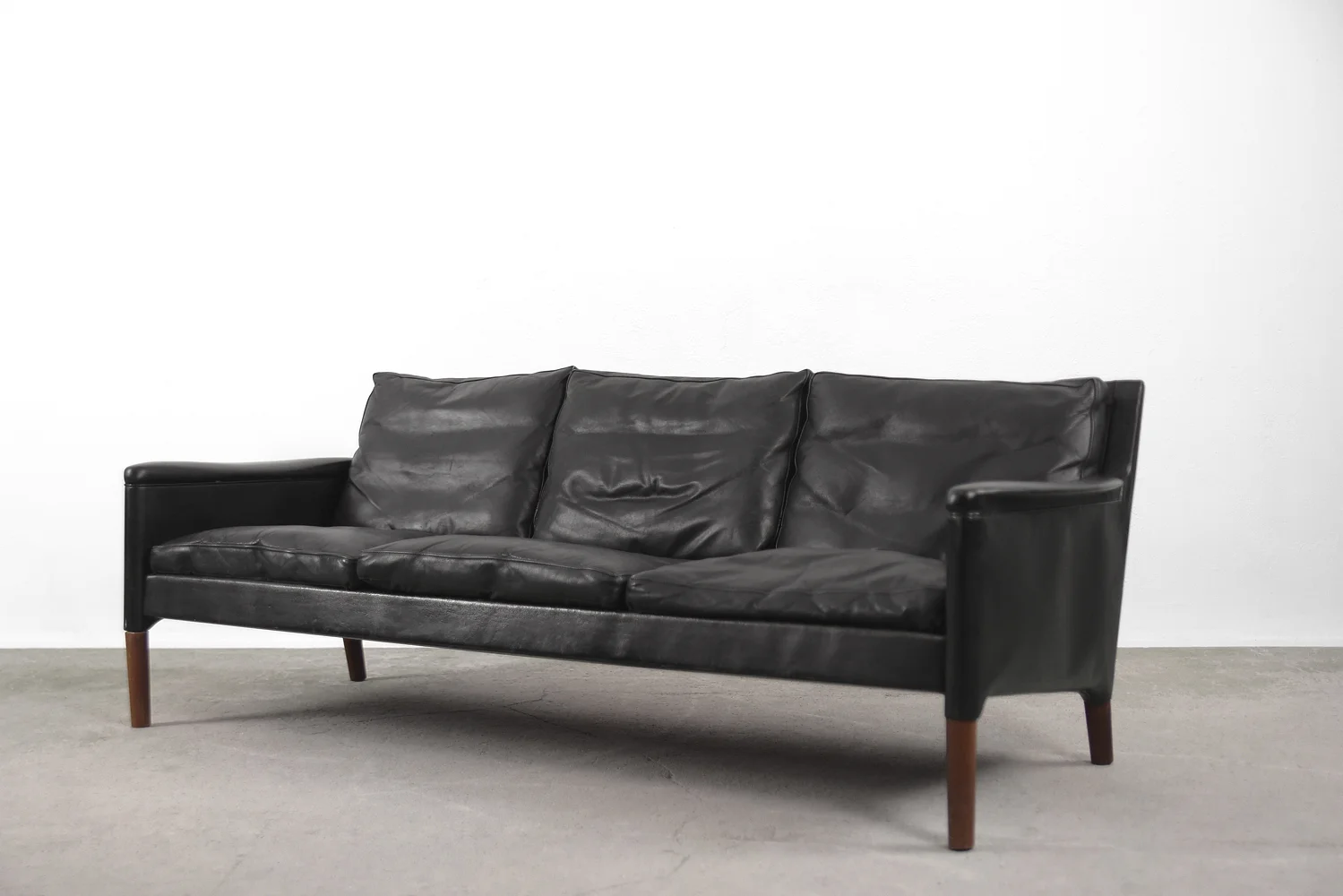 Leather three-seater sofa, Model 55, designed by Kurt Østervig, Centrum Møbler, Denmark, 1950s
