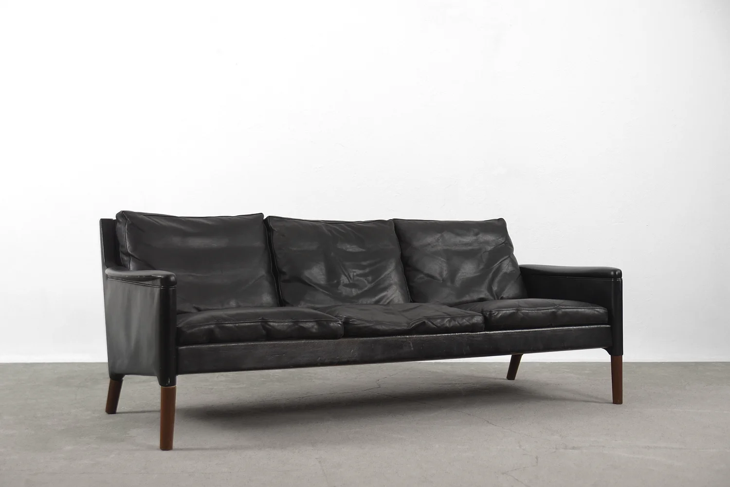 Leather three-seater sofa, Model 55, designed by Kurt Østervig, Centrum Møbler, Denmark, 1950s