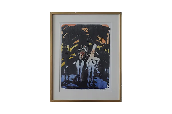 Colour lithograph, Michael Casford, Norwegian Word, signed
