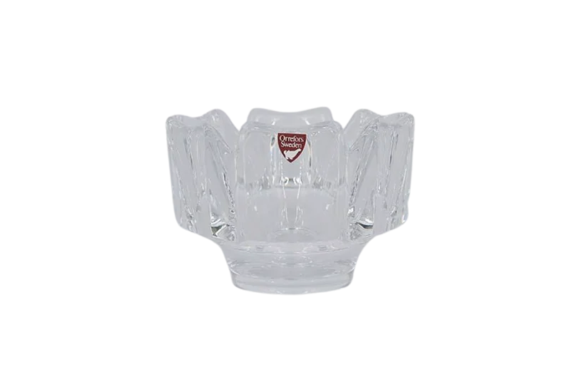Crystal Corona Bowl, designed by Lars Hellsten, Orrefors, Sweden, 1970s