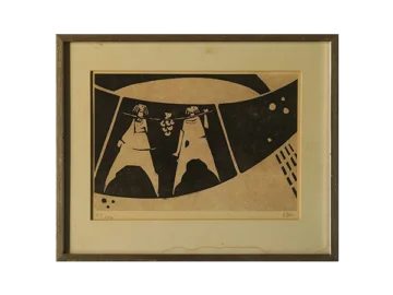 Linocut, Åke Holm, Biblical Motif, 1970s