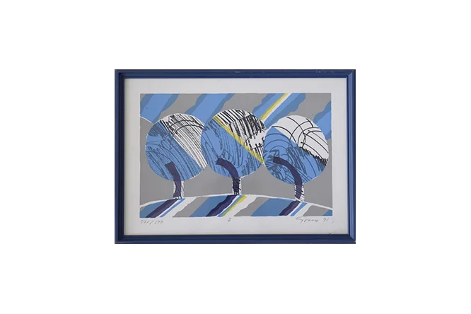 Colour lithograph, Knut Grane, Vintern, 1991