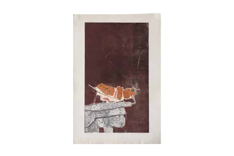 Colour lithograph, Ru van Rossem, Insect on Rock, 1962