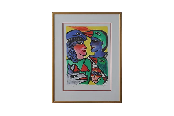 Colour lithograph, Ulrika Hydman Vallien, Composition of Figures, 1999