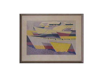 Litografia barwna, Waldemar Lorentzon, Båtparad, 1953