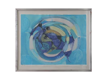 Colour lithograph, Gustav Bolin, Composition, 1970s