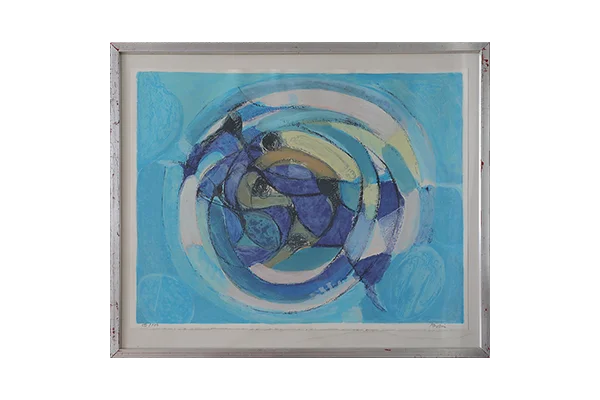 Colour lithograph, Gustav Bolin, Composition, 1970s