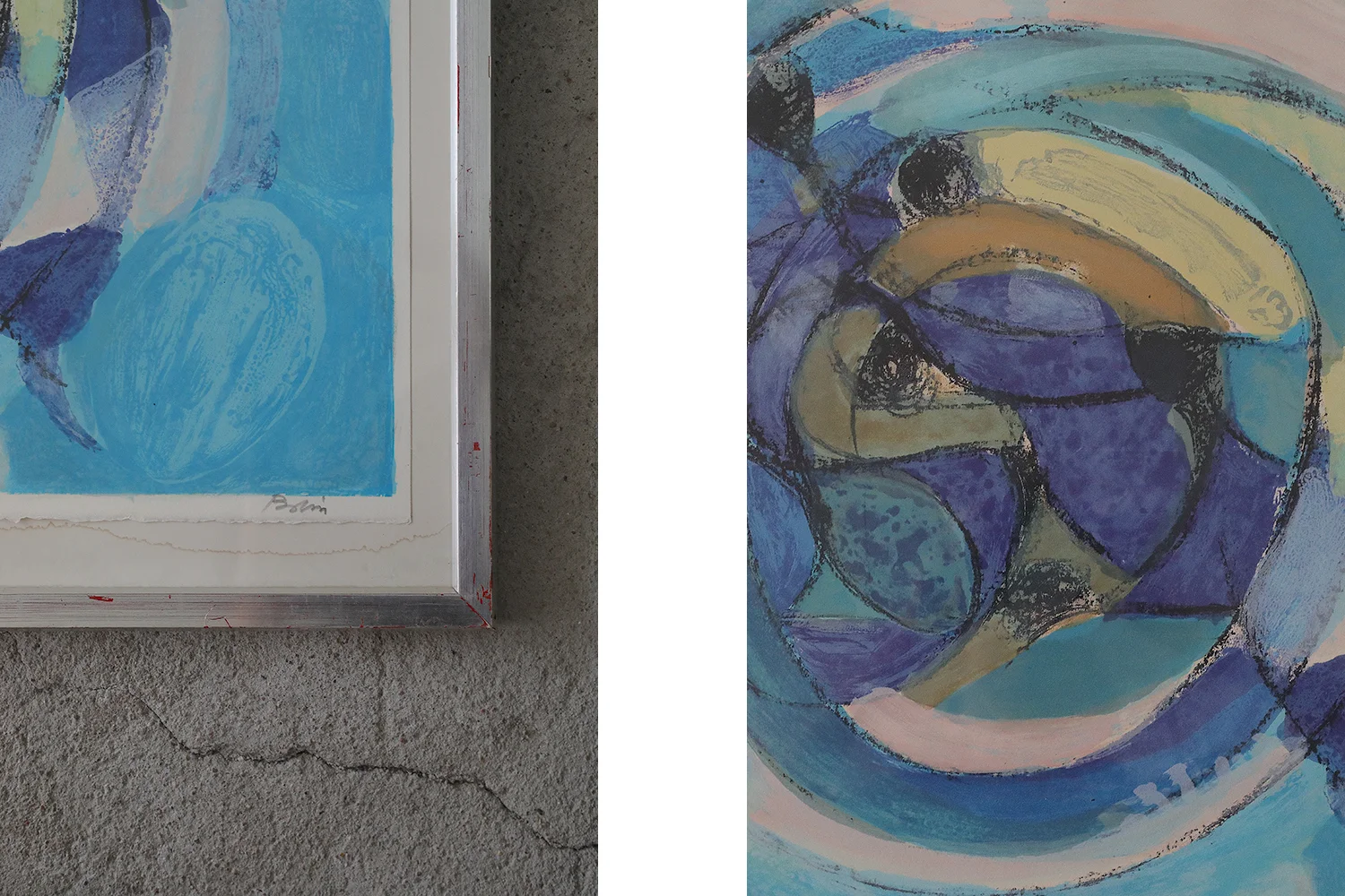 Colour lithograph, Gustav Bolin, Composition, 1970s