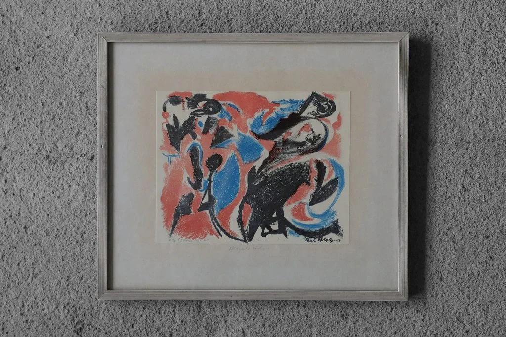 Colour lithograph, Bergets röda, Paul Holsby, 1963