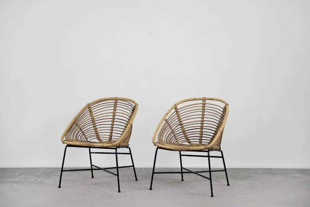 Pair of vintage bamboo armchairs, 1960s