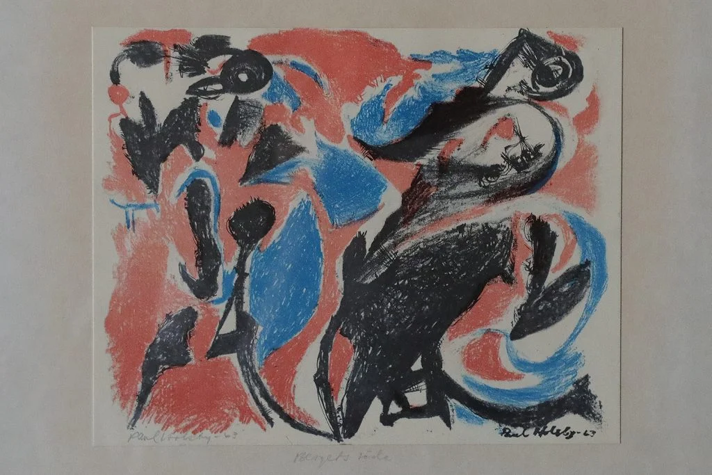 Colour lithograph, Bergets röda, Paul Holsby, 1963