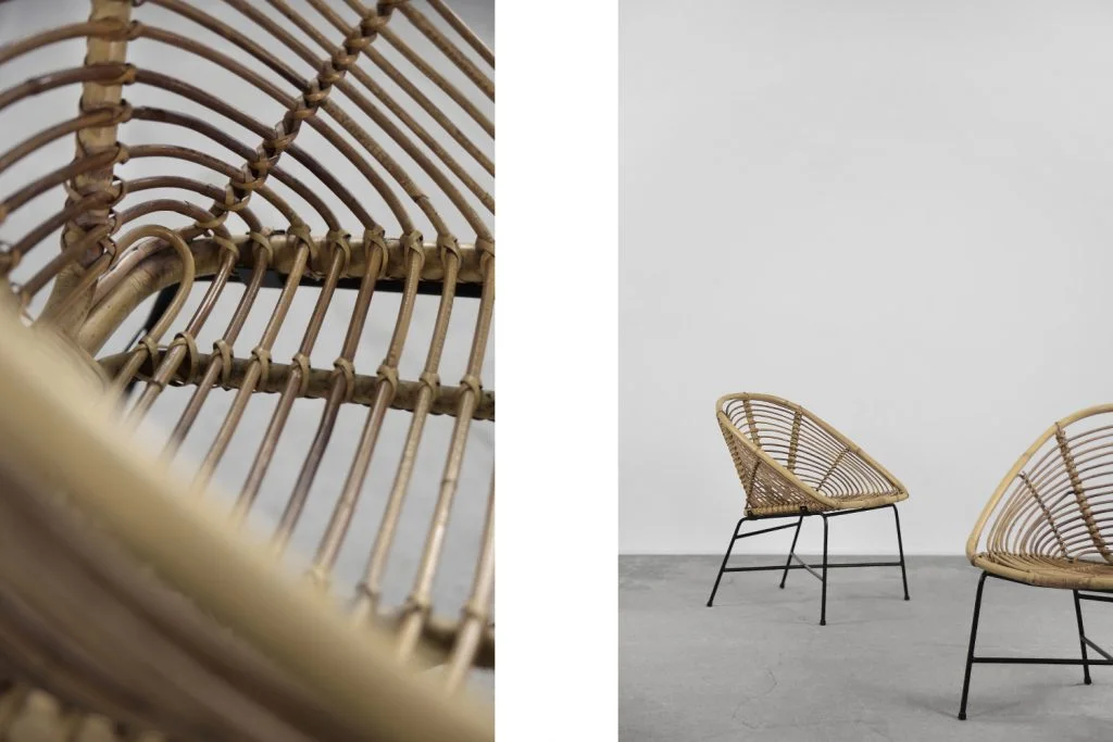 Pair of vintage bamboo armchairs, 1960s