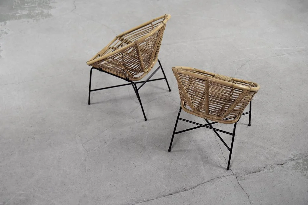 Pair of vintage bamboo armchairs, 1960s