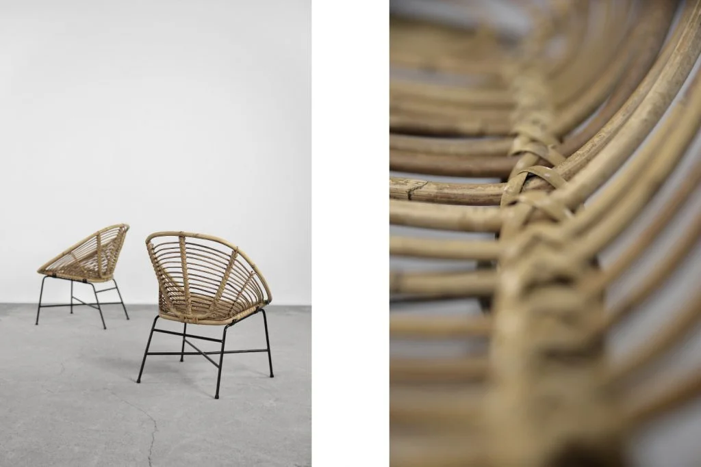 Pair of vintage bamboo armchairs, 1960s