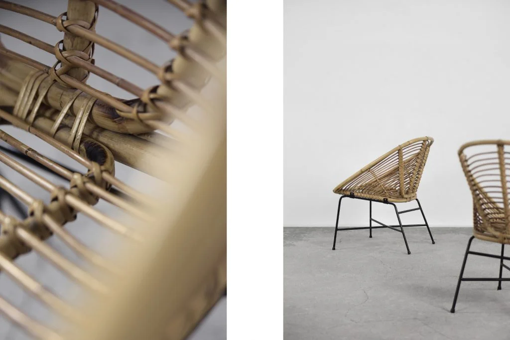 Pair of vintage bamboo armchairs, 1960s