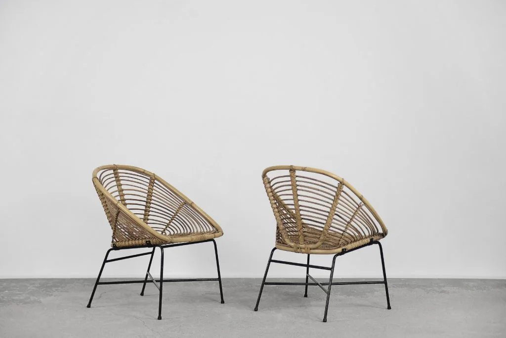 Pair of vintage bamboo armchairs, 1960s