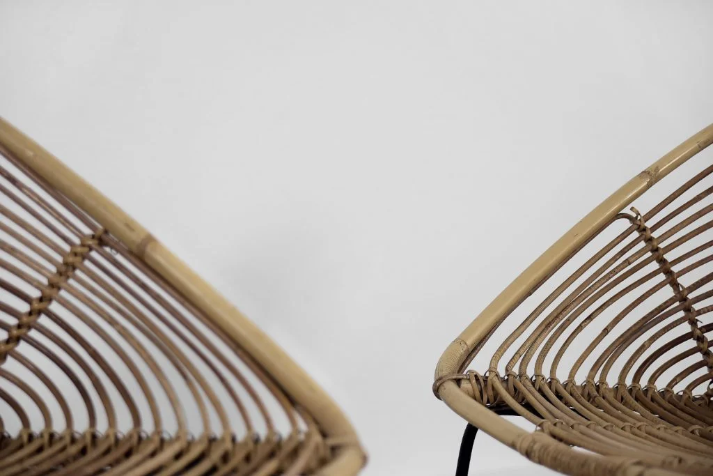 Pair of vintage bamboo armchairs, 1960s