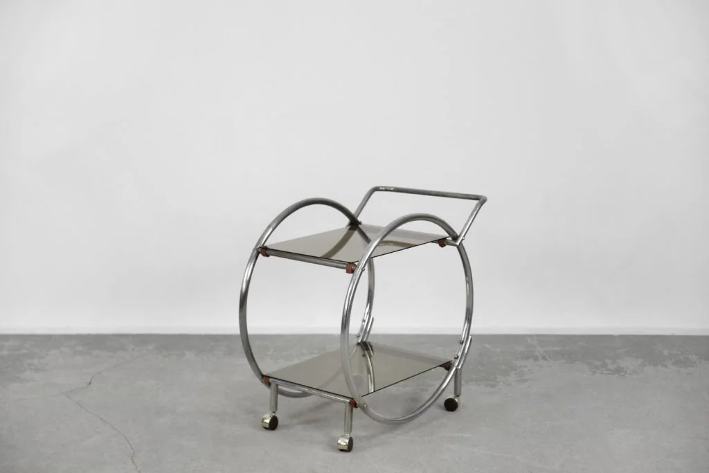 Chrome Art Deco bar cart, 1930s