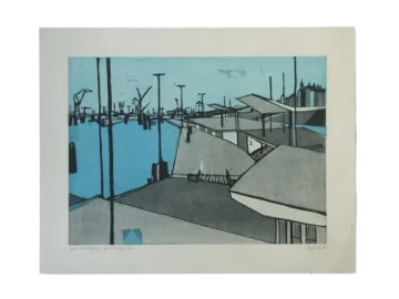 Etching, Otto Eglau, Im Hafen, 1961
