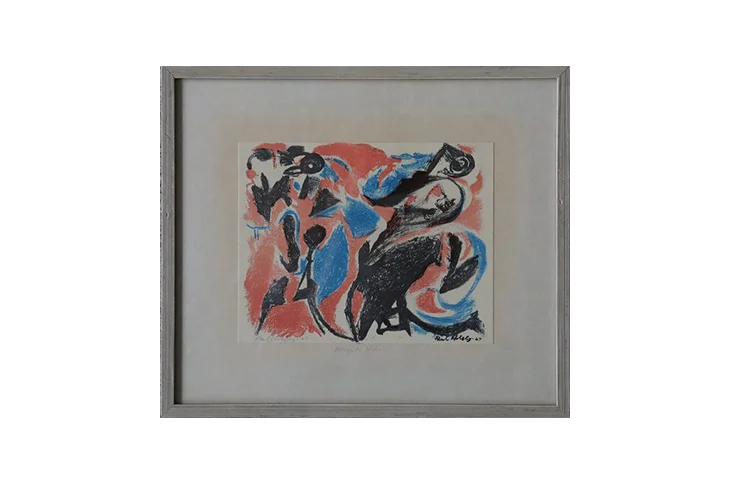Colour lithograph, Bergets röda, Paul Holsby, 1963