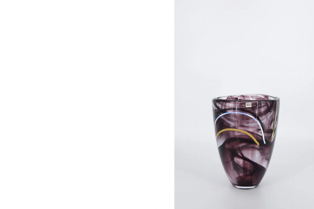 Glass Contrast Vase, designed by Anna Ehrner, Kosta Boda, Sweden, 1980s