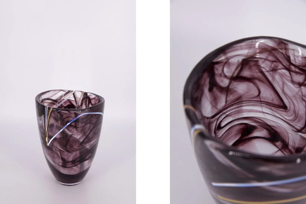 Glass Contrast Vase, designed by Anna Ehrner, Kosta Boda, Sweden, 1980s