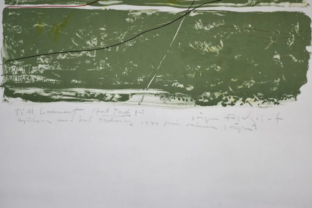 Colour lithograph, composition with figures, Jörgen Fogelqvist, 1977