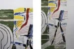 Colour lithograph, composition with figures, Jörgen Fogelqvist, 1977