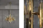 Brass chandelier, designed by G. Sciolari, Italy, 1970s