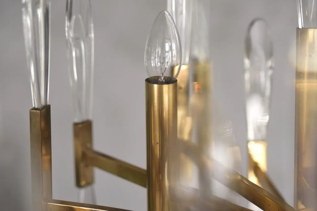 Brass chandelier, designed by G. Sciolari, Italy, 1970s