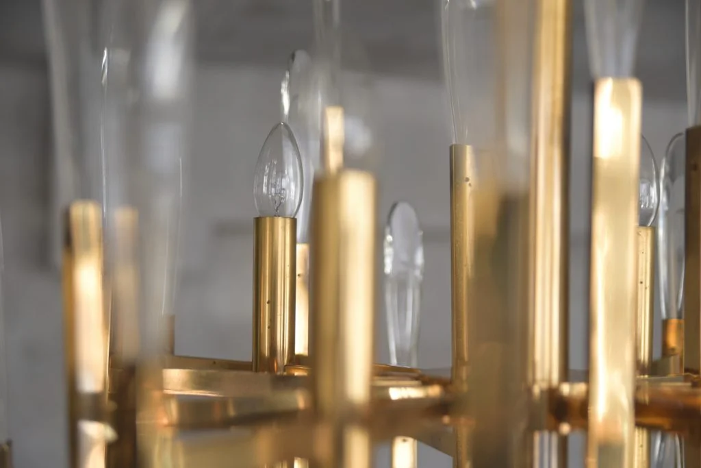 Brass chandelier, designed by G. Sciolari, Italy, 1970s