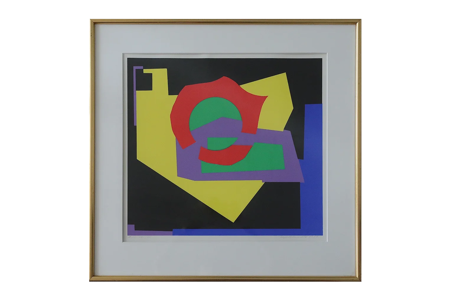 Colour lithograph, Aage Schmidt, Komposition, 1987