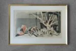 Colour lithograph, Jürgen Von Konow, Window view, Söndrum, 1958