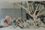 Colour lithograph, Jürgen Von Konow, Window view, Söndrum, 1958