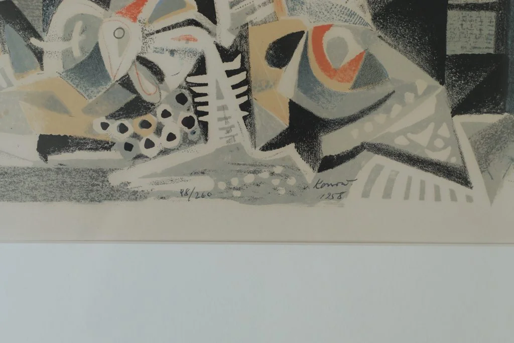 Colour lithograph, Jürgen Von Konow, Window view, Söndrum, 1958