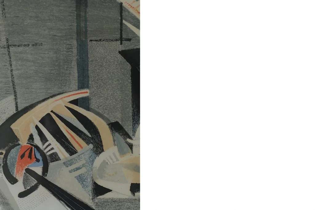 Colour lithograph, Jürgen Von Konow, Window view, Söndrum, 1958