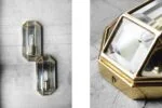 Geometric gold wall sconces, Italy, 1970s