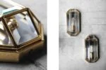 Geometric gold wall sconces, Italy, 1970s