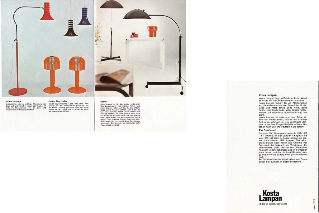 Komet 1557 floor lamp, designed by Per Sundstedt, Kosta Lampan AB, Sweden, 1970s