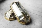 Geometric gold wall sconces, Italy, 1970s