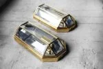 Geometric gold wall sconces, Italy, 1970s