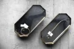Geometric gold wall sconces, Italy, 1970s