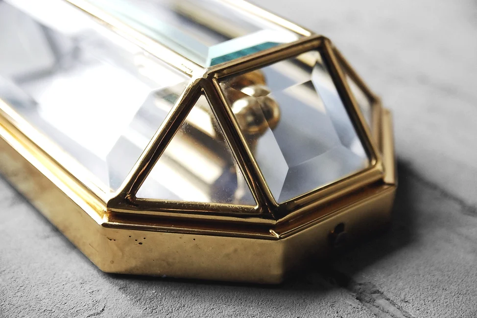 Geometric gold wall sconces, Italy, 1970s
