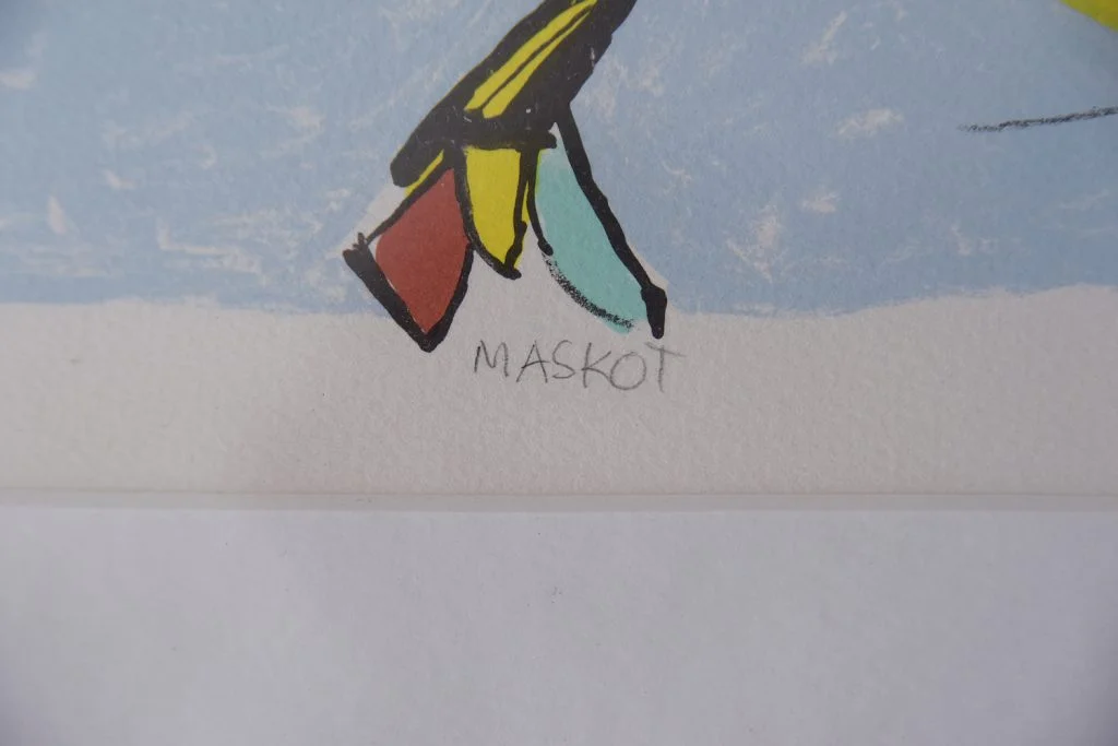 Colour lithograph, Lis Zwick, Maskot, 1996