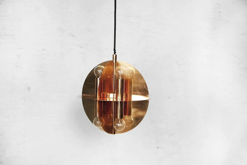 Copper pendant lamp, Scandinavia, 1970s