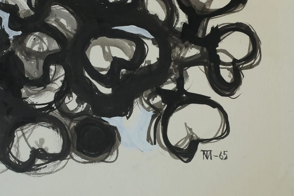 Mixed media on board, Margareta Treutiger, Vattenblom, 1965