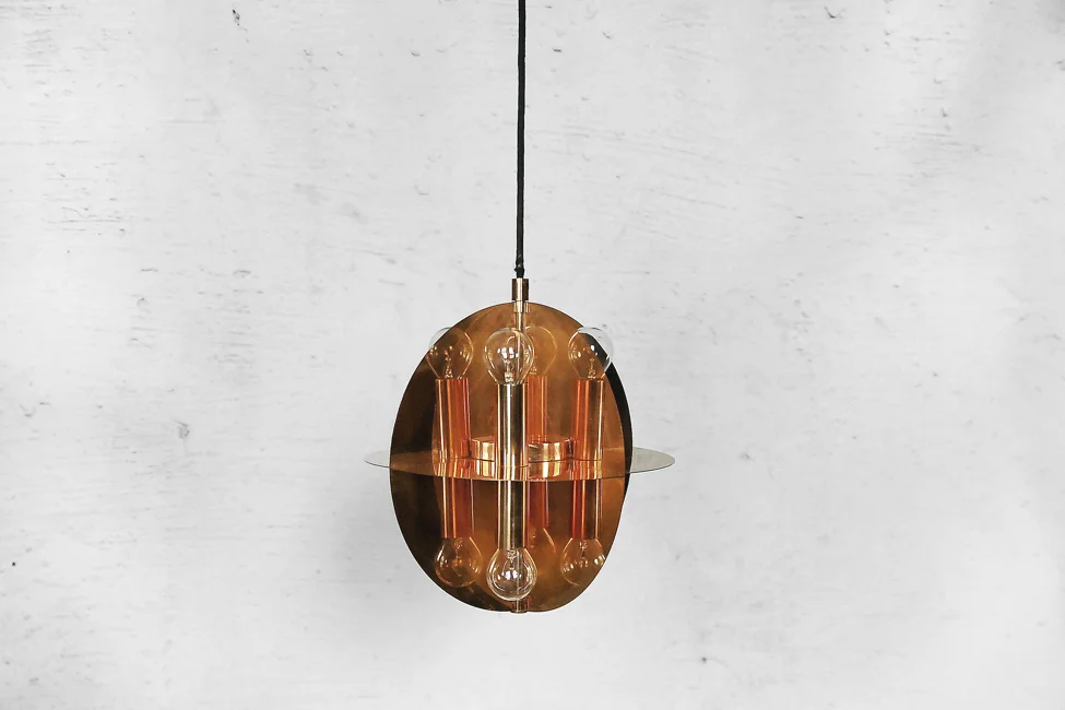 Copper pendant lamp, Scandinavia, 1970s