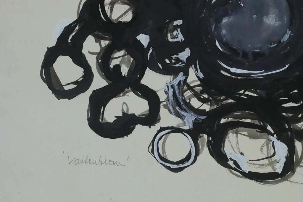 Mixed media on board, Margareta Treutiger, Vattenblom, 1965