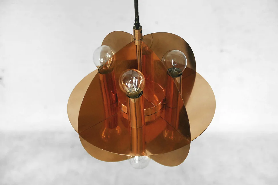 Copper pendant lamp, Scandinavia, 1970s